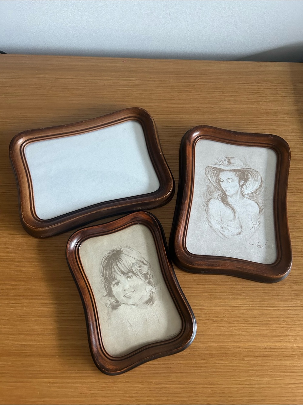 Vintage Faux Wood Picture Frames Set of 3